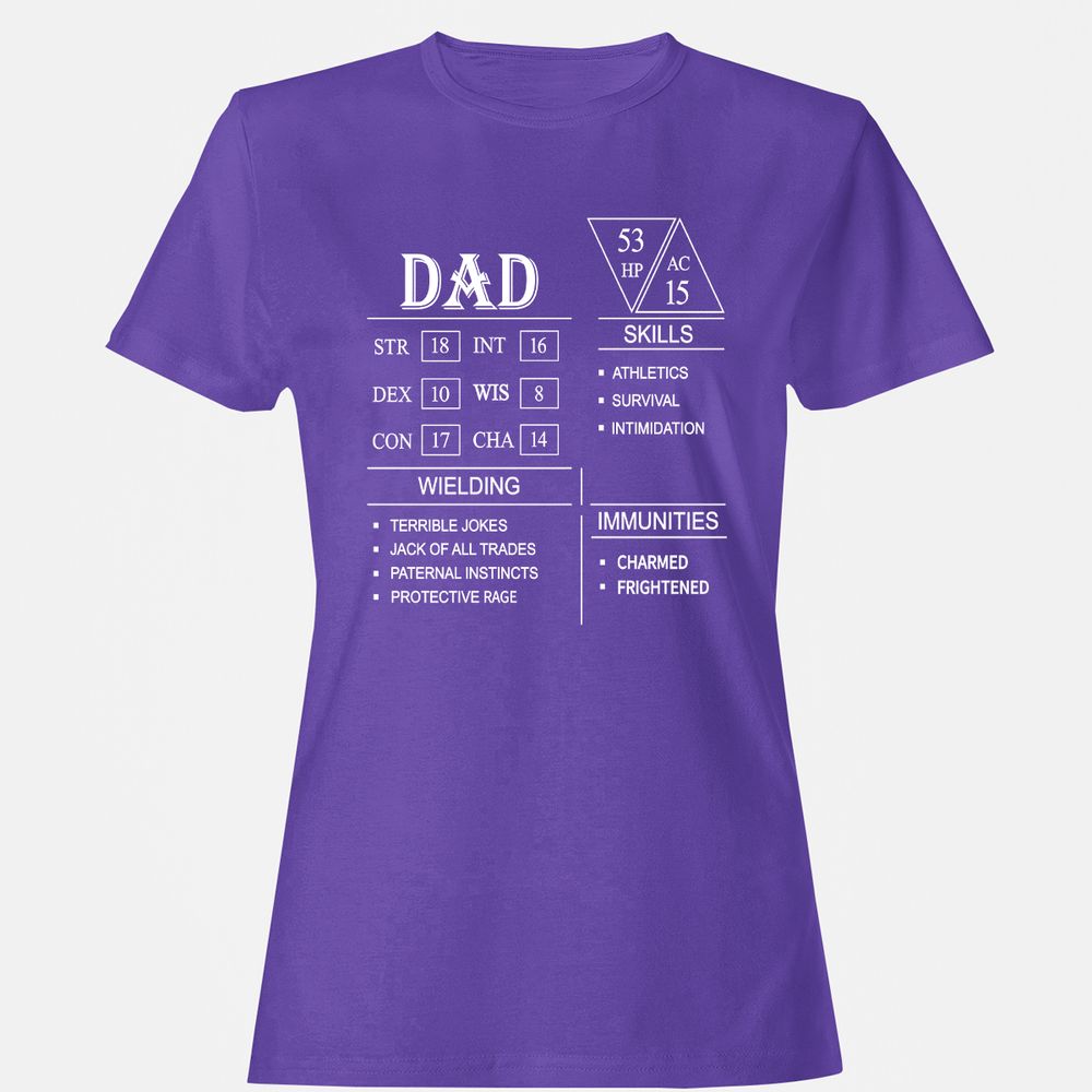 Dad Stat Block Women's T-Shirt - Purple - 12