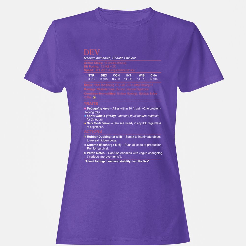 DEV Stats Women's T-Shirt - Purple - 12