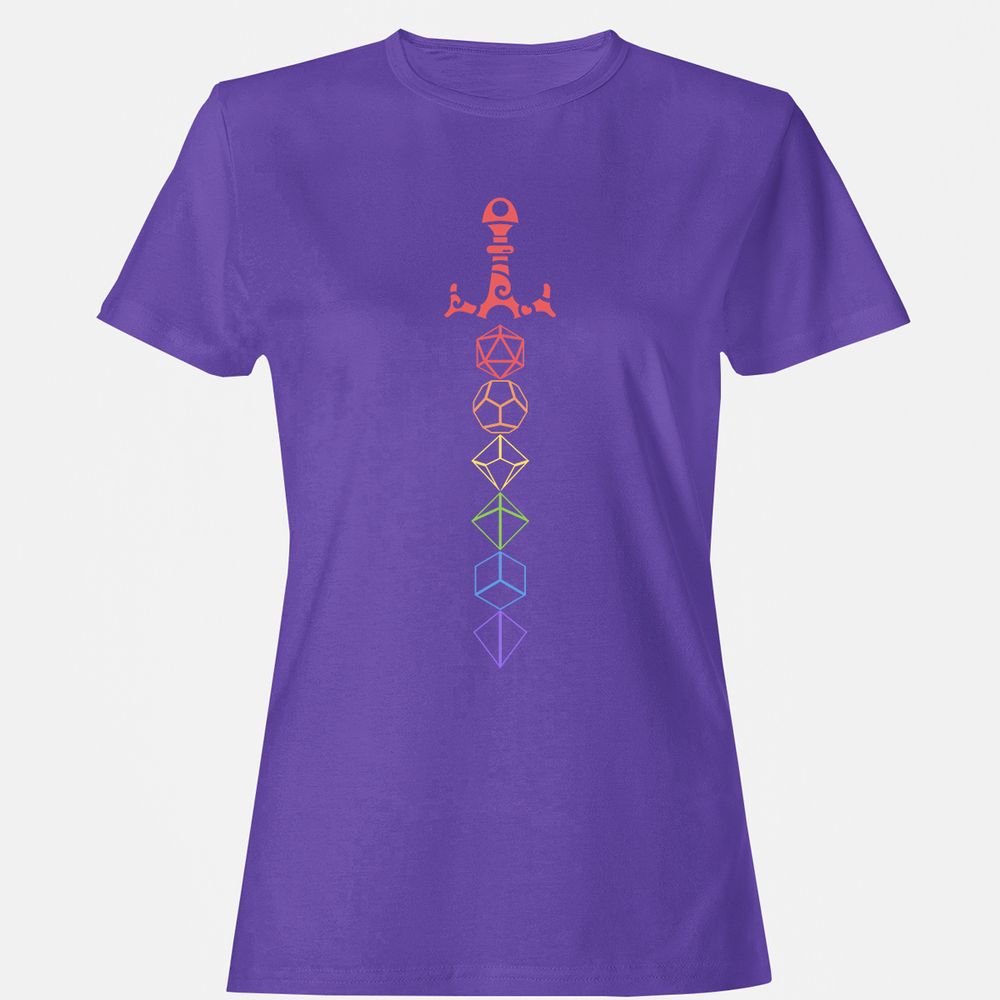 Rainbow Dice Sword LGBT Women's T-Shirt - Purple - 12