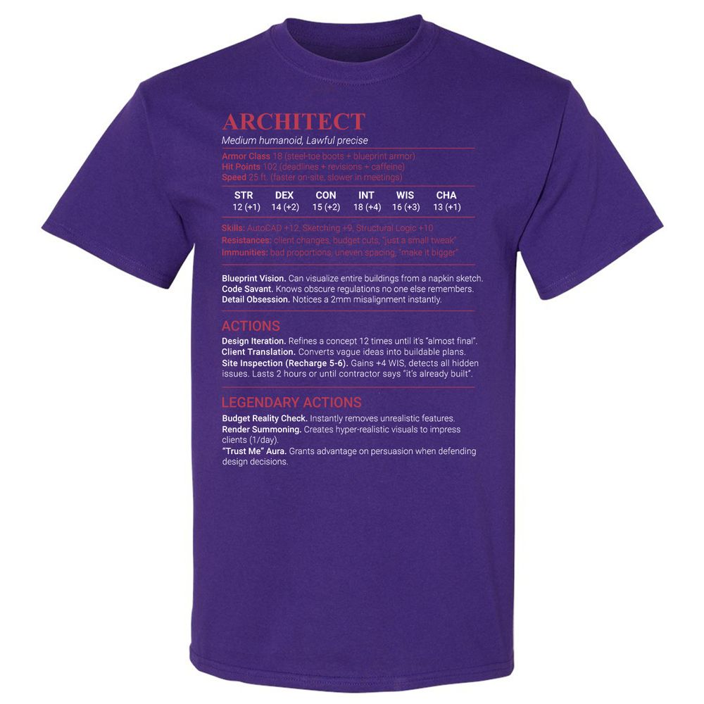 Architect Stats Classic Unisex T-Shirt - Purple - 12