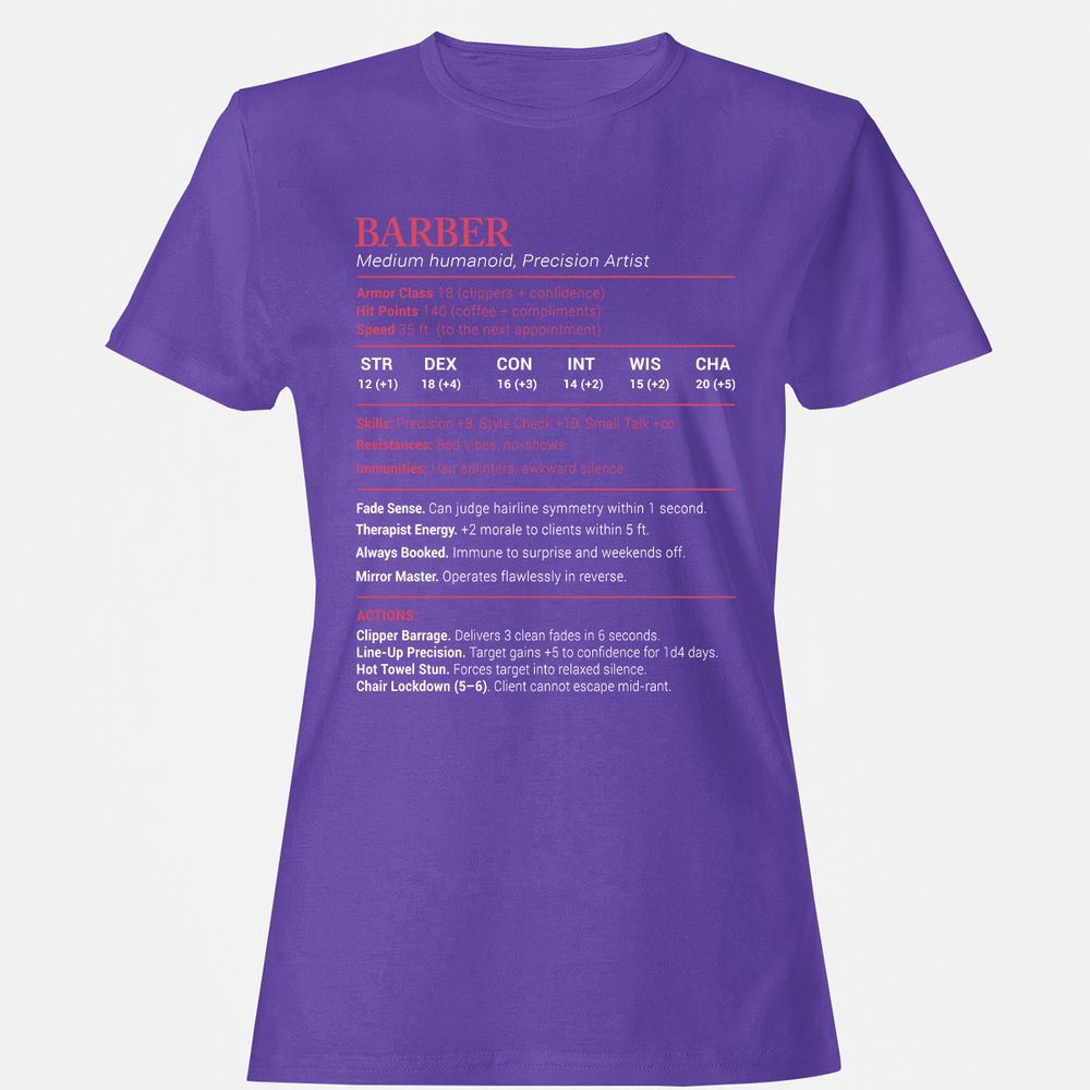 Barber Stats Women's T-Shirt - Purple - 12