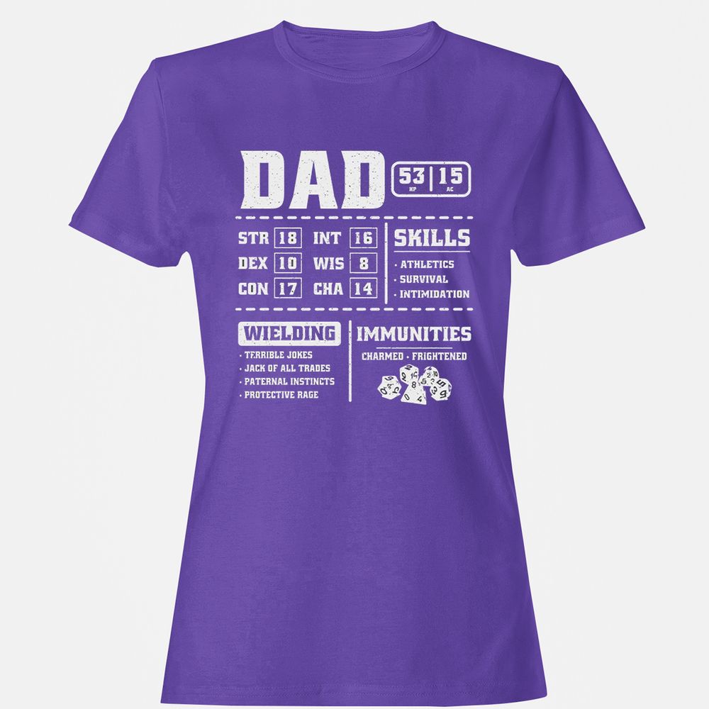 Dad Stat Block 2 Women's T-Shirt - Purple - 12
