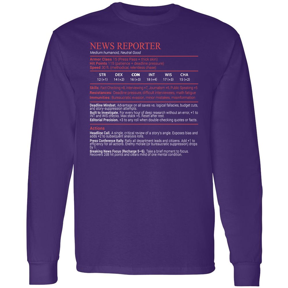 News Reporter Stats Block - Purple - 12