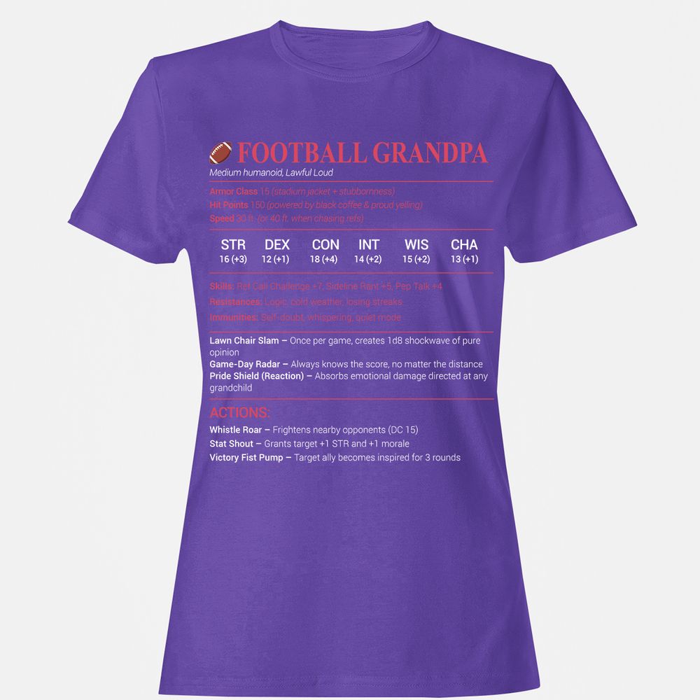 Football Grandpa Women's T-Shirt - Purple - 12