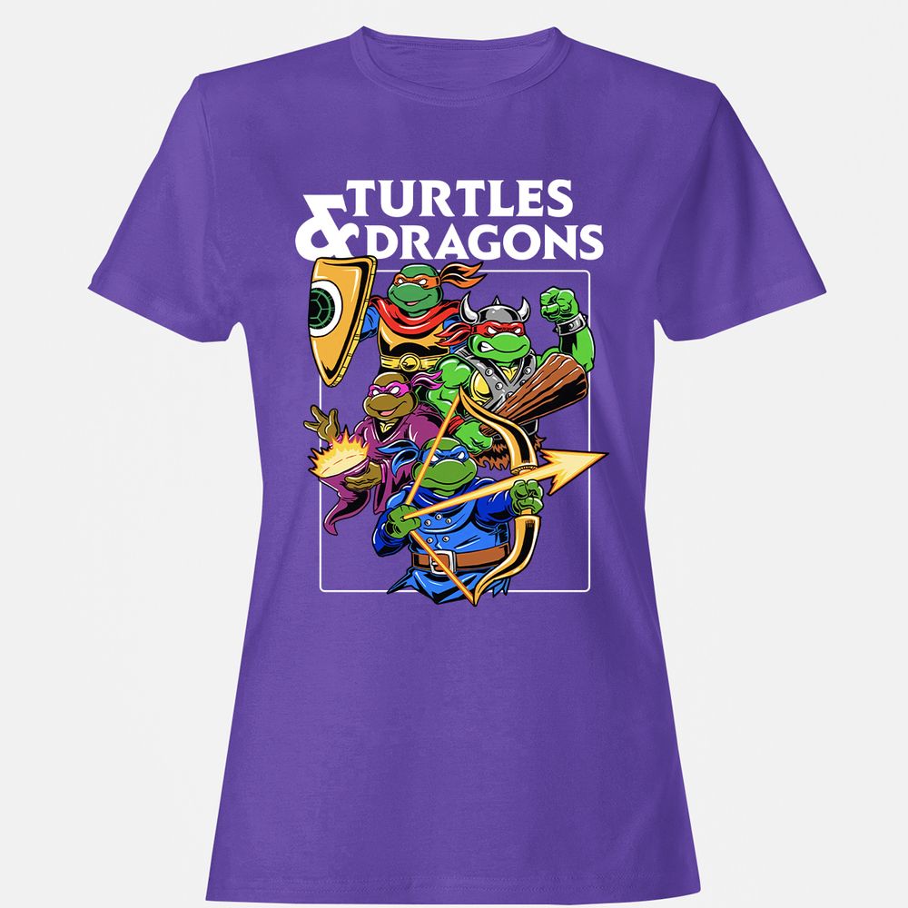 Turtles & Dragons Women's T-Shirt - Purple - 12