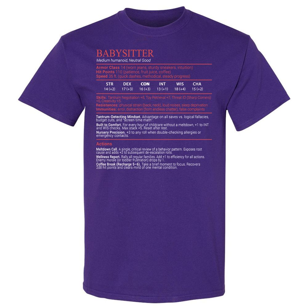 Baby Sitter Stats Block - Purple - 12