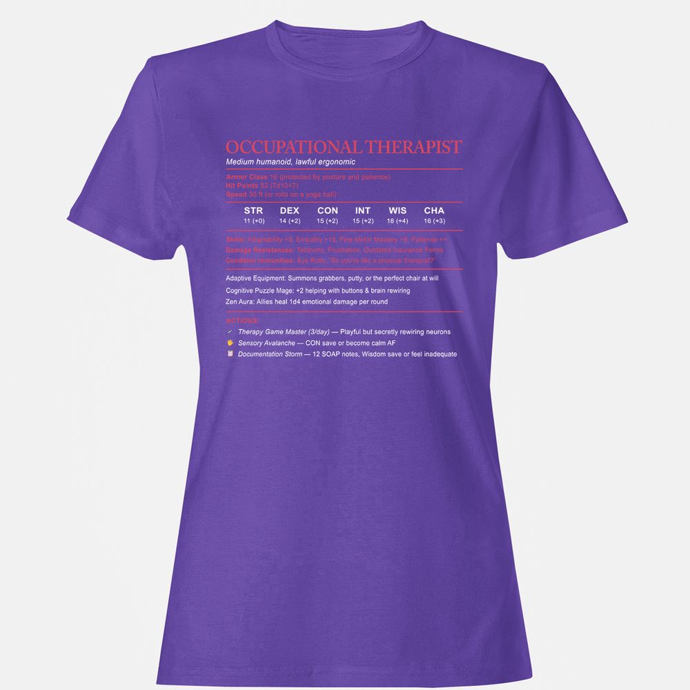 Occupational Therapist Stats Women's T-Shirt - Purple - 12