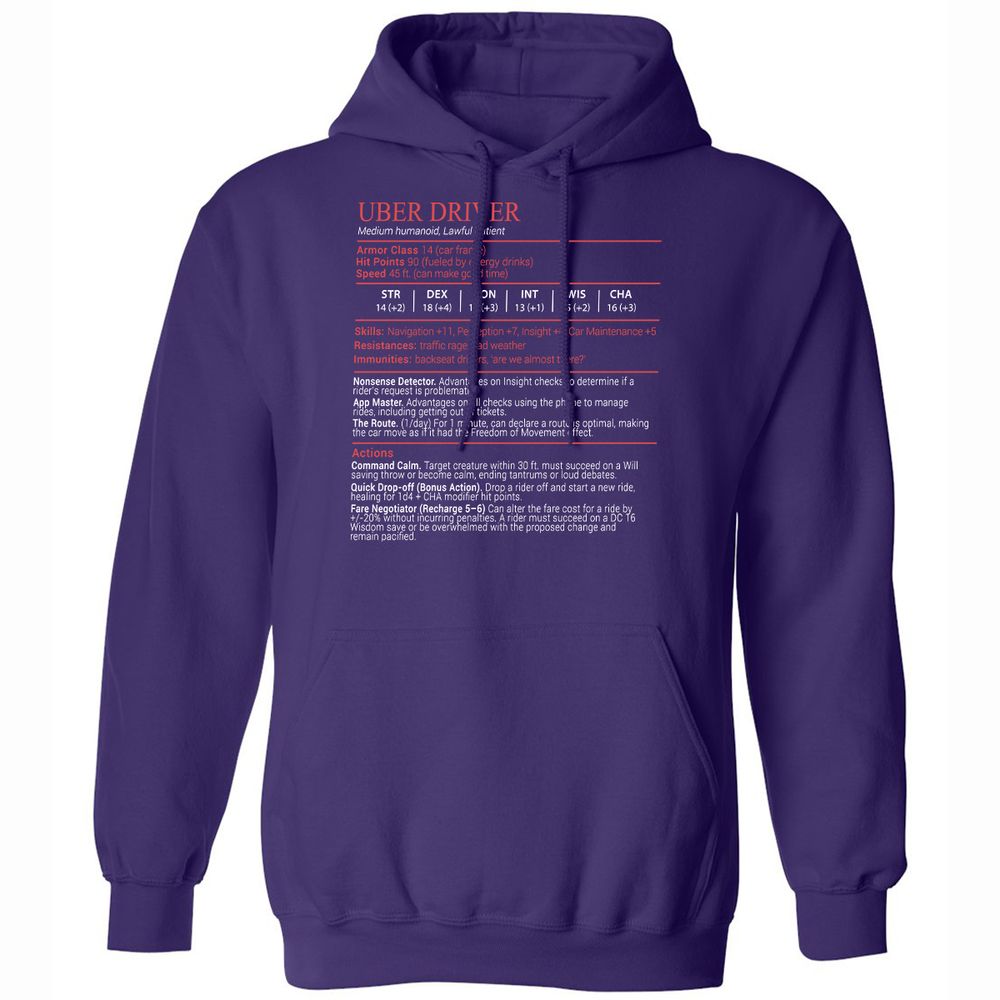 Uber Driver Stats Block Classic Unisex Hoodie - Purple - 12