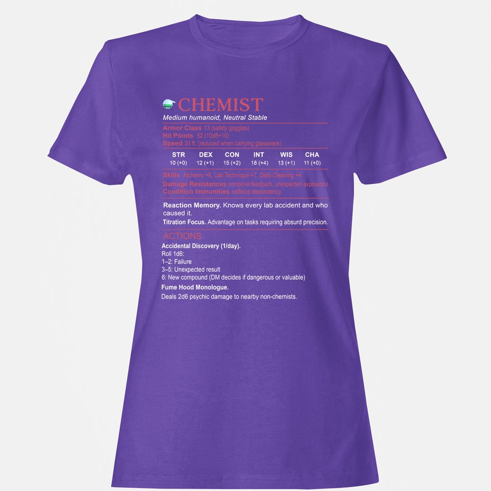 Chemist Stats Women's T-Shirt - Purple - 12