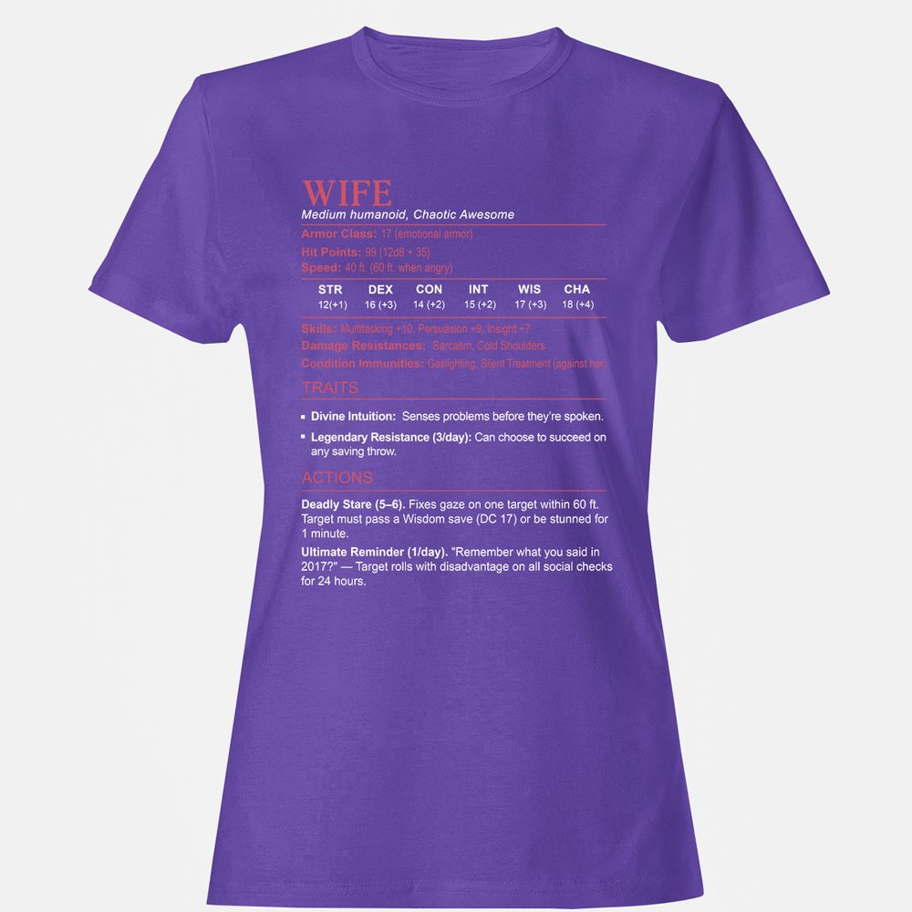 Wife Stats Women's T-Shirt - Purple - 12