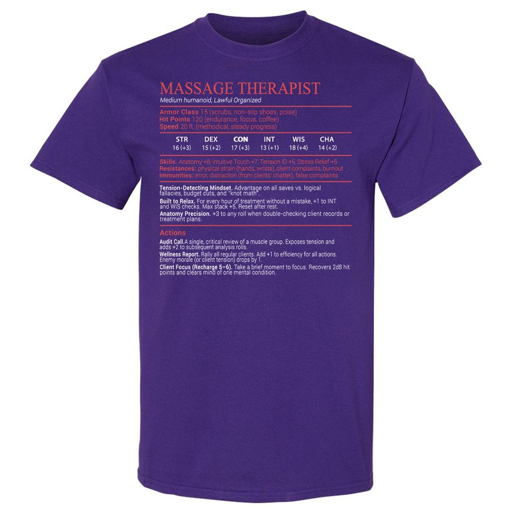Massage Therapist Stats Block - Purple - 12