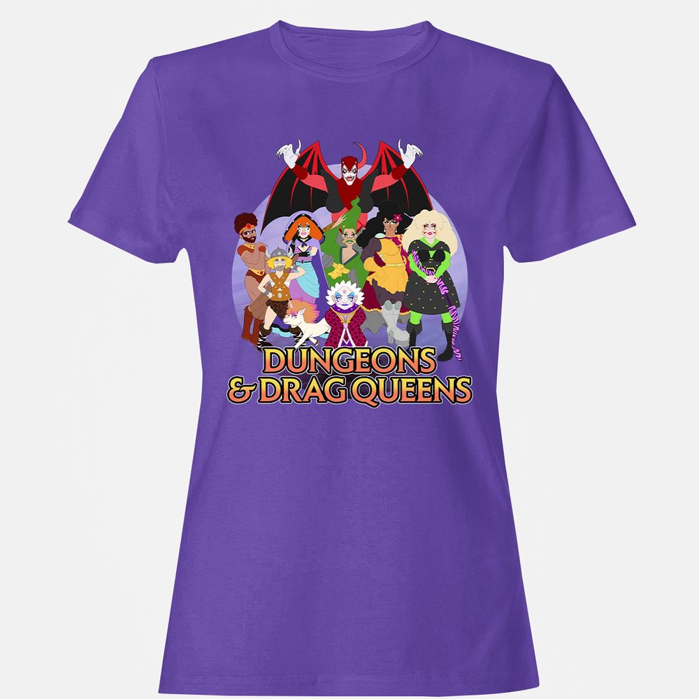 Dungeons n Drag Queens Cartoon Women's T-Shirt - Purple - 12