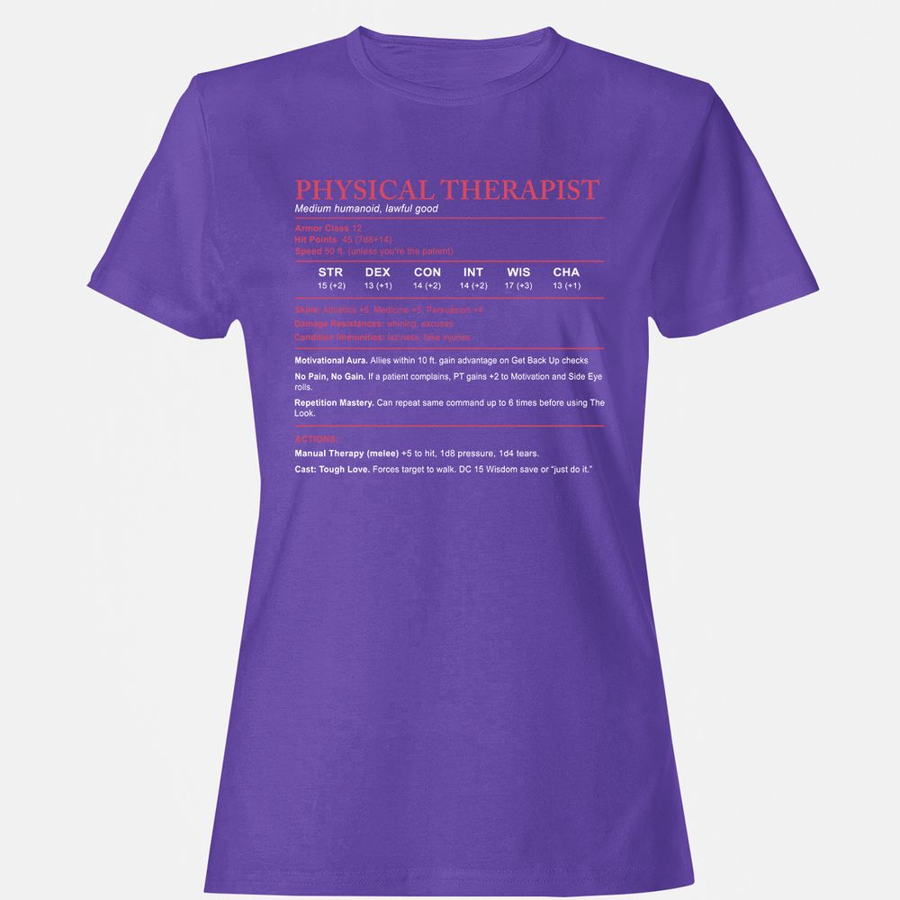 Physical Therapist Stats Women's T-Shirt - Purple - 12