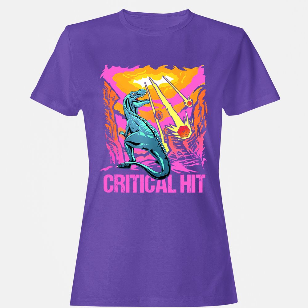 Dinosaur Critical Hit Women's T-Shirt - Purple - 12