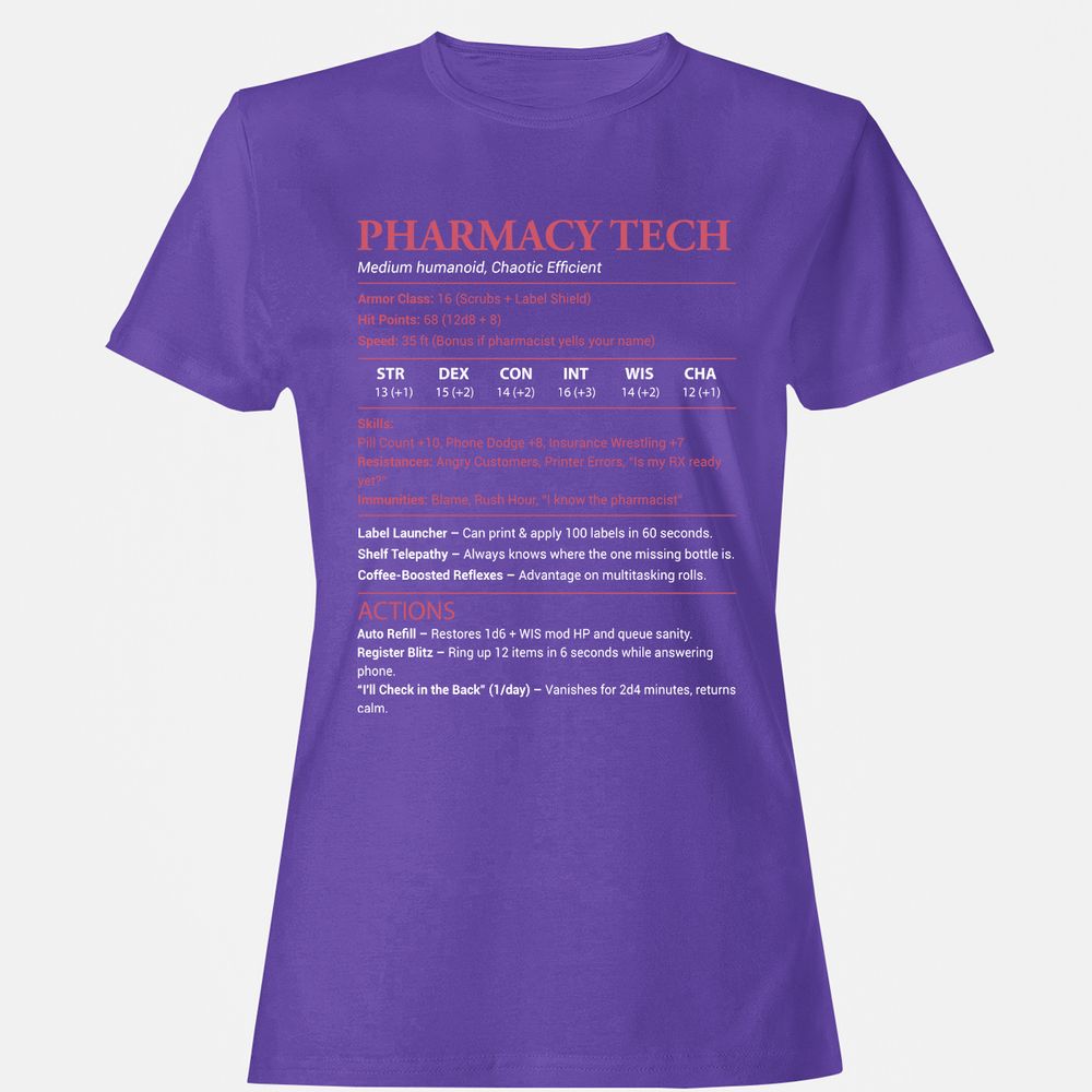 Pharmacy Tech Women's T-Shirt - Purple - 12