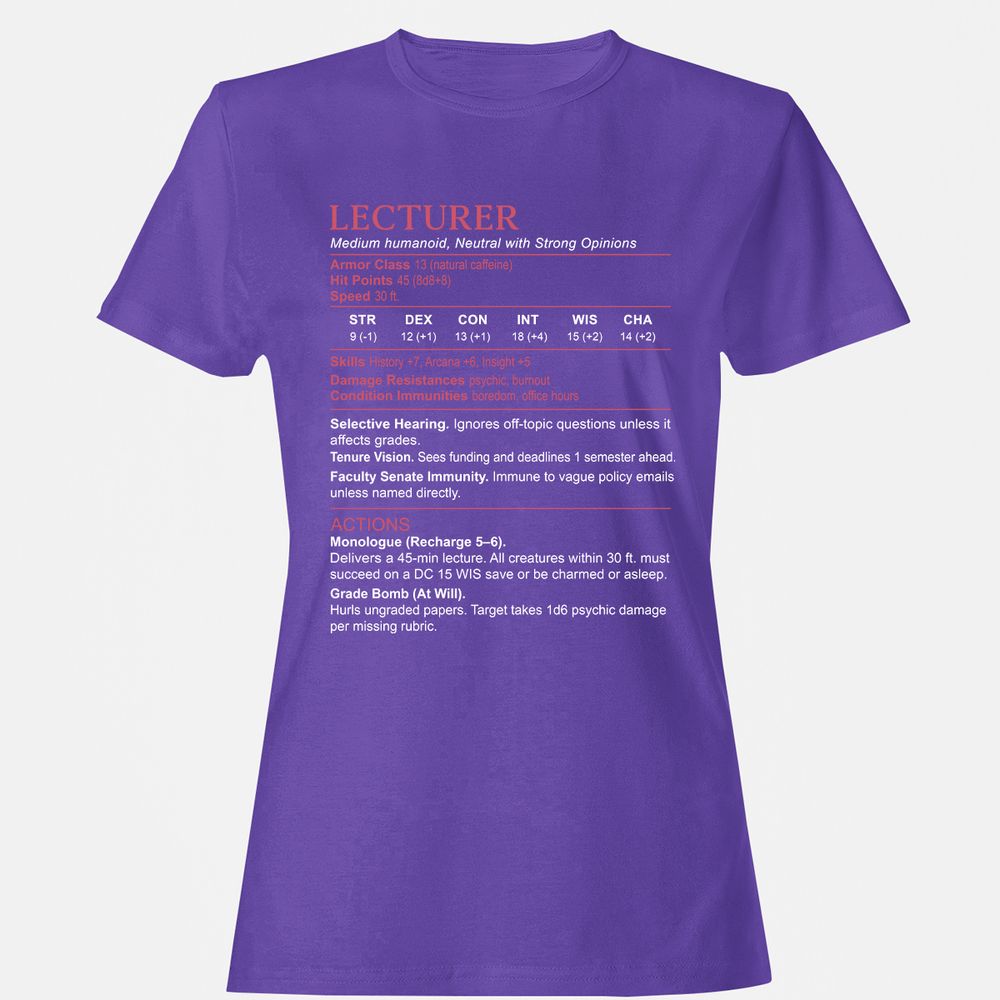 Lecturer Stats Women's T-Shirt - Purple - 12