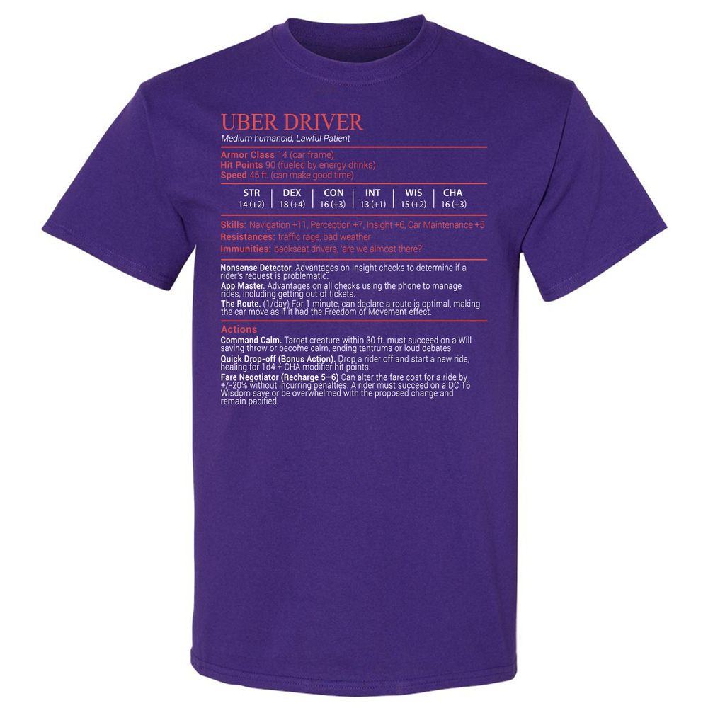 Uber Driver Stats Block Classic Unisex T-Shirt - Purple - 12