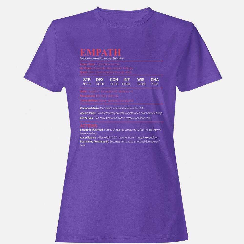 Empath Stats Women's T-Shirt - Purple - 12