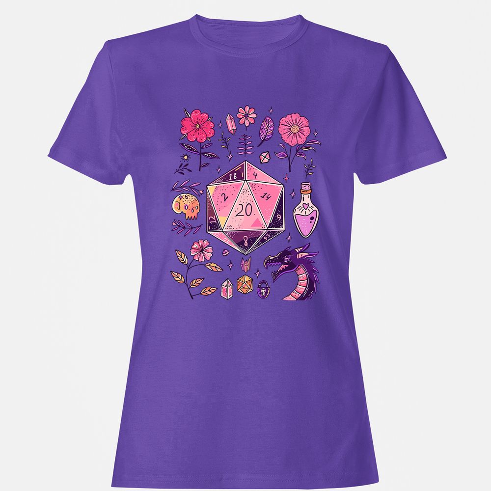 Mystic D20 Floral Dice Art - Purple - 12