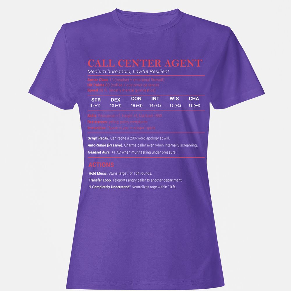 Call Center Agent Stats Women's T-Shirt - Purple - 12