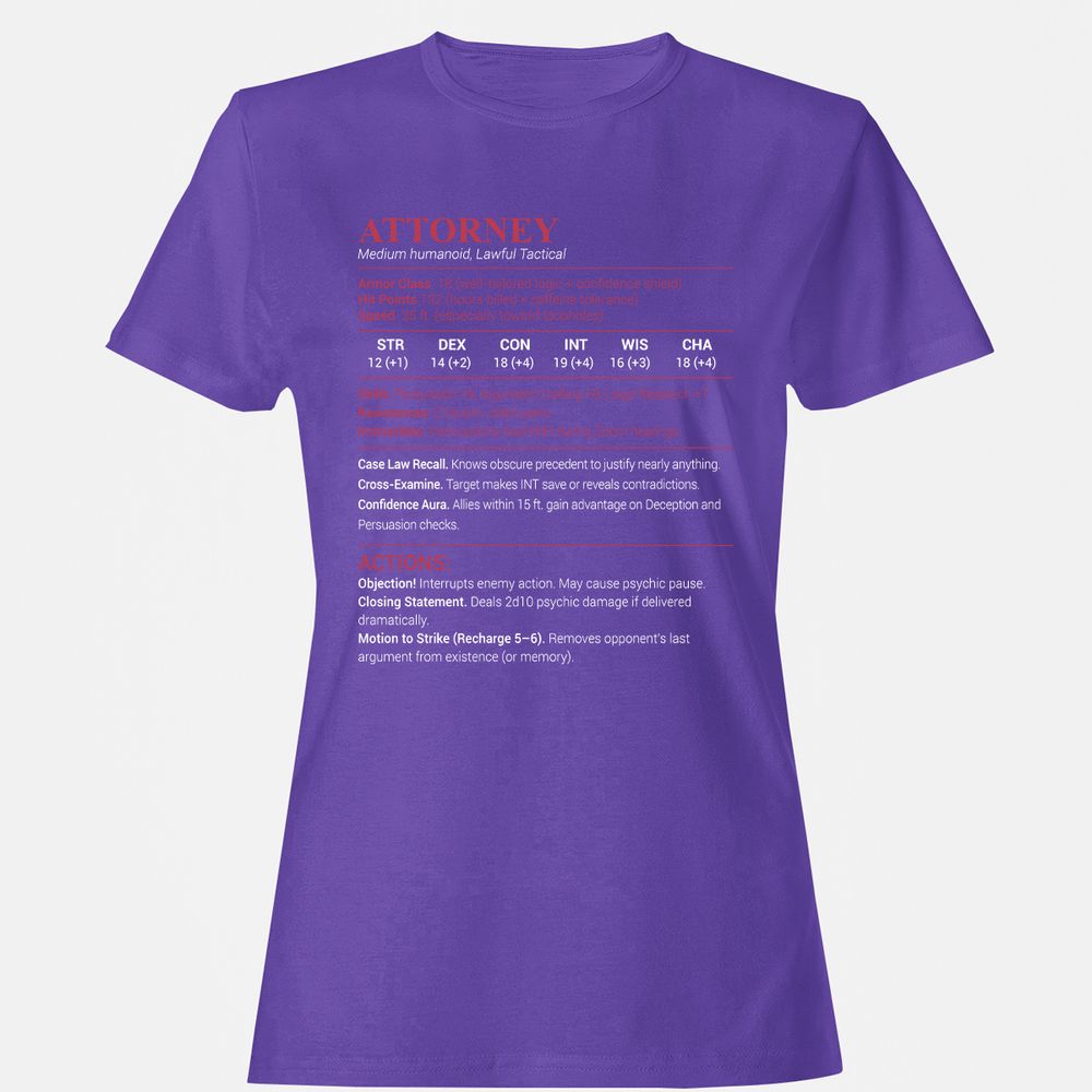 Attorney Stats Women's T-Shirt - Purple - 12