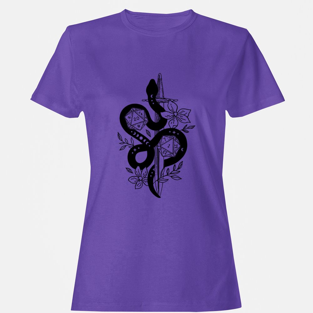 D20 Snake and Sword Women's T-Shirt - Purple - 12