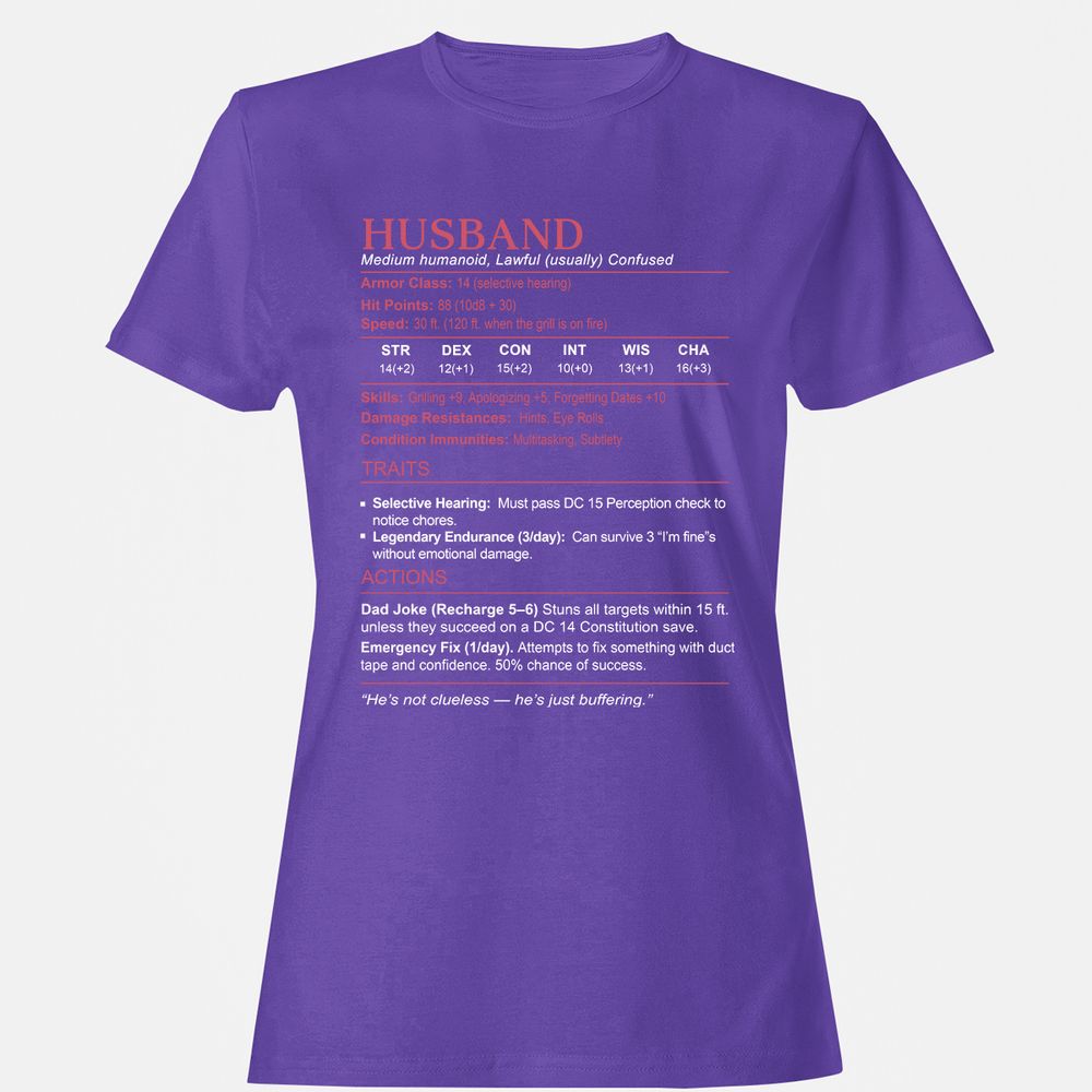 Husband Stats Women's T-Shirt - Purple - 12