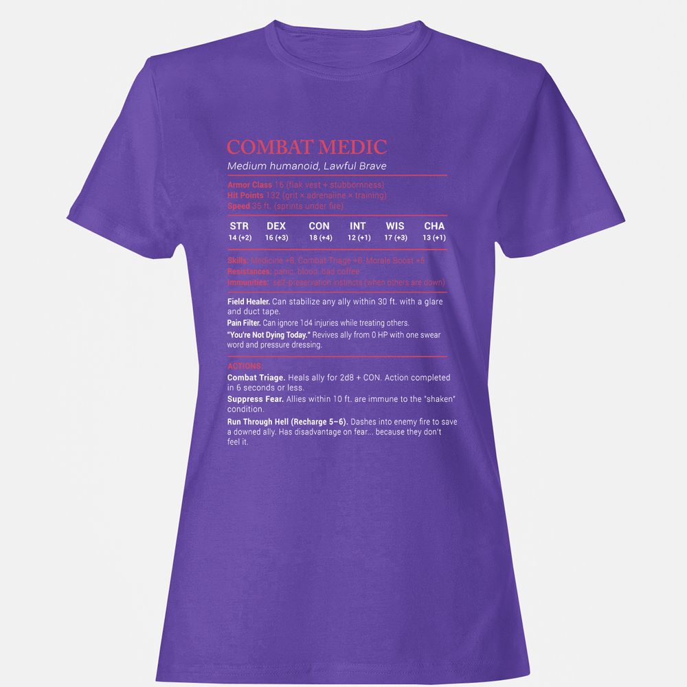 Combat Medic Stats Women's T-Shirt - Purple - 12