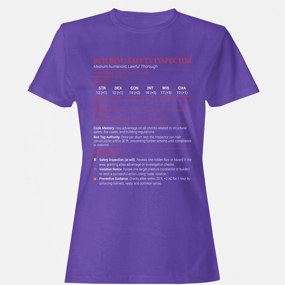 Building Safety Inspector Women's T-Shirt - Purple - 12