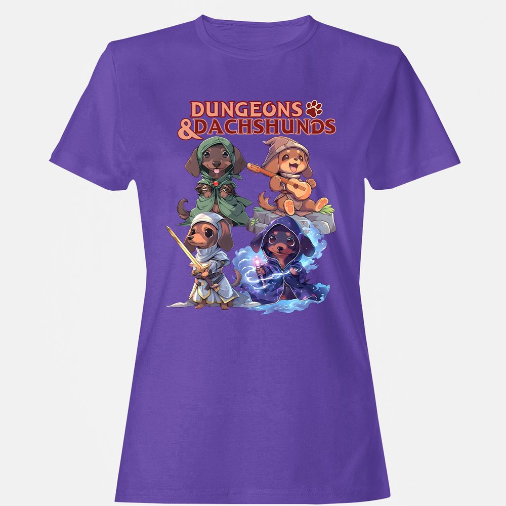Dungeons & Dachshunds Women's T-Shirt - Purple - 12