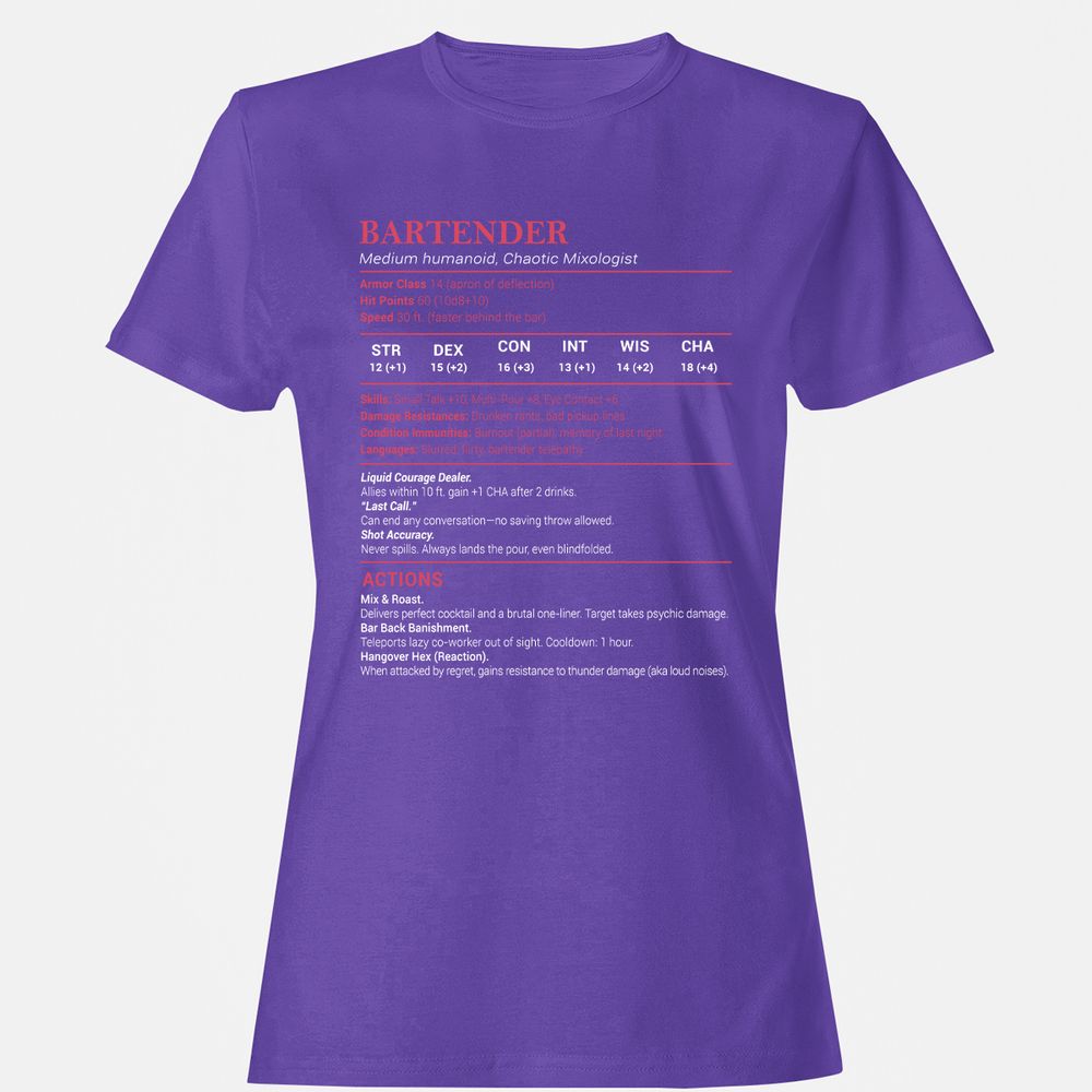 Bartender Stats Women's T-Shirt - Purple - 12