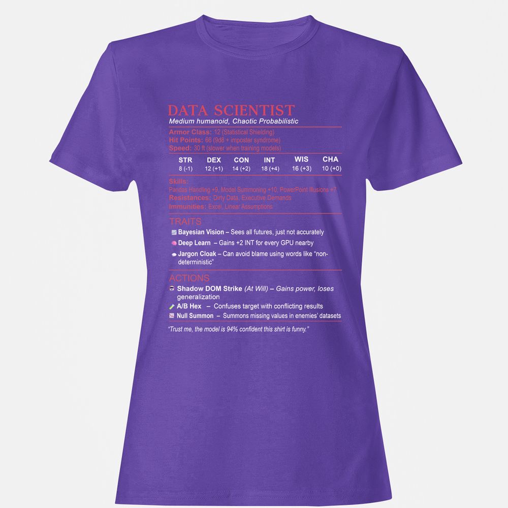 Data Scientist Stats Women's T-Shirt - Purple - 12