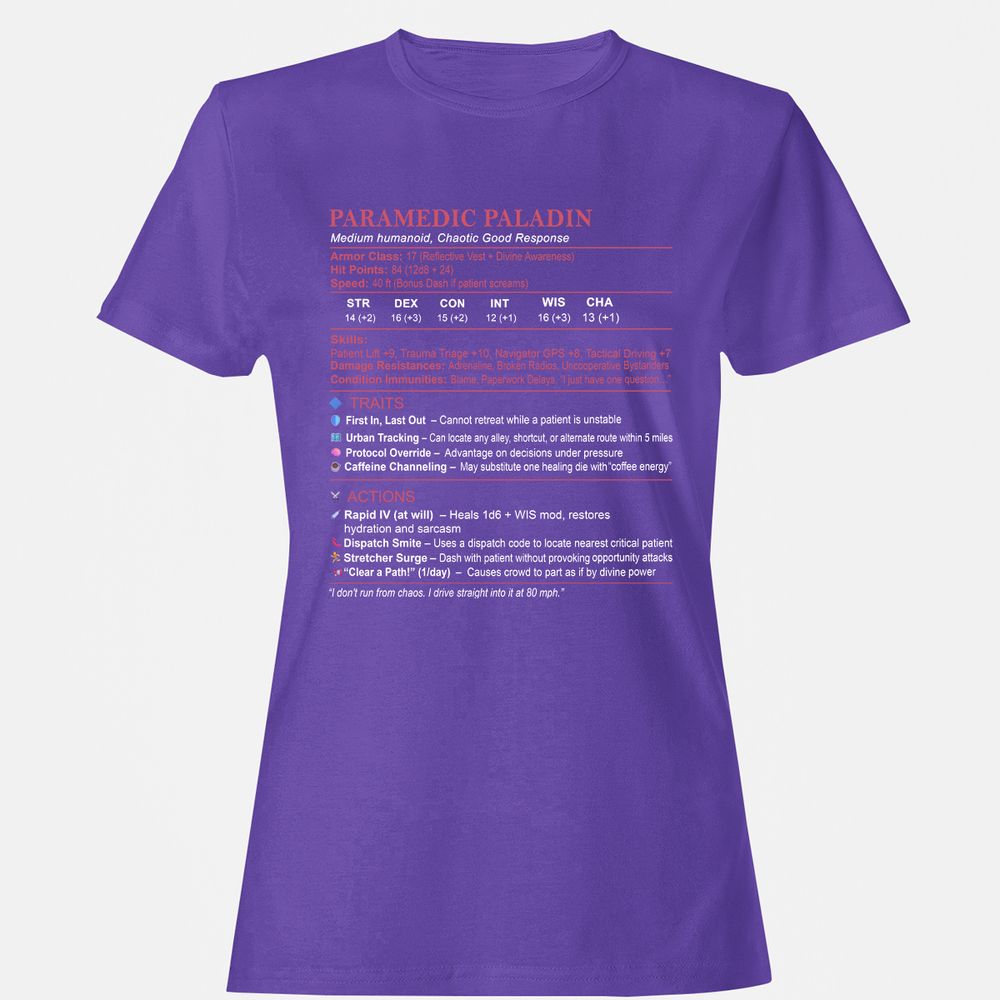 Paramedic Stats Women's T-Shirt - Purple - 12