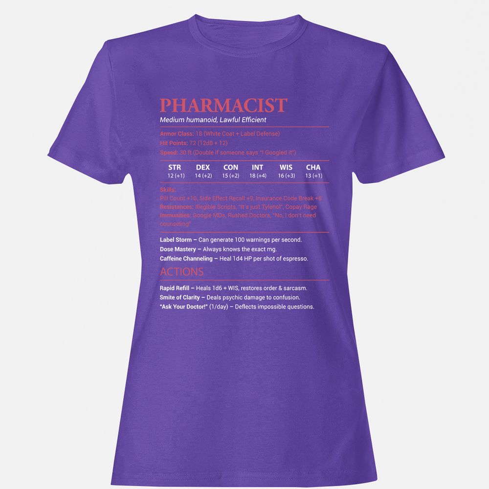 Pharmacist Stats Women's T-Shirt - Purple - 12
