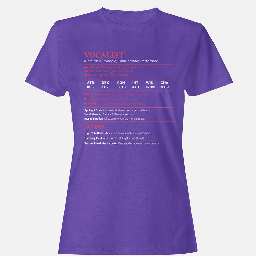 Vocalist Stats Women's T-Shirt - Purple - 12