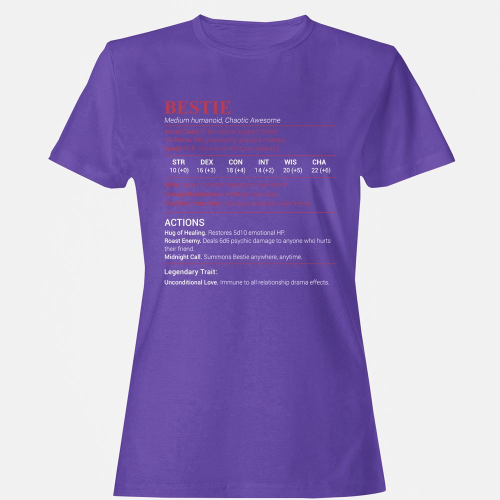 Bestie Stats Women's T-Shirt - Purple - 12