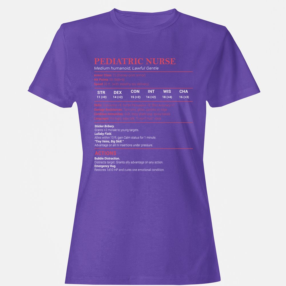 Pediatric Nurse Women's T-Shirt - Purple - 12