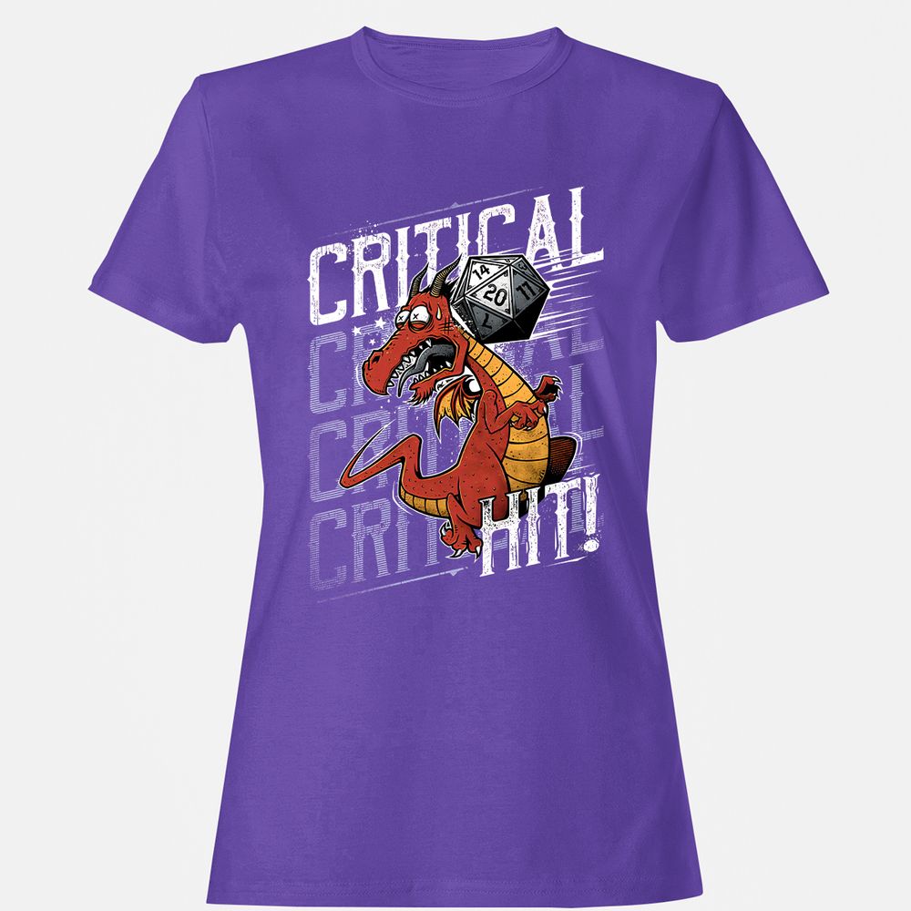 Funny Dragon Critical Hit Women's T-Shirt - Purple - 12