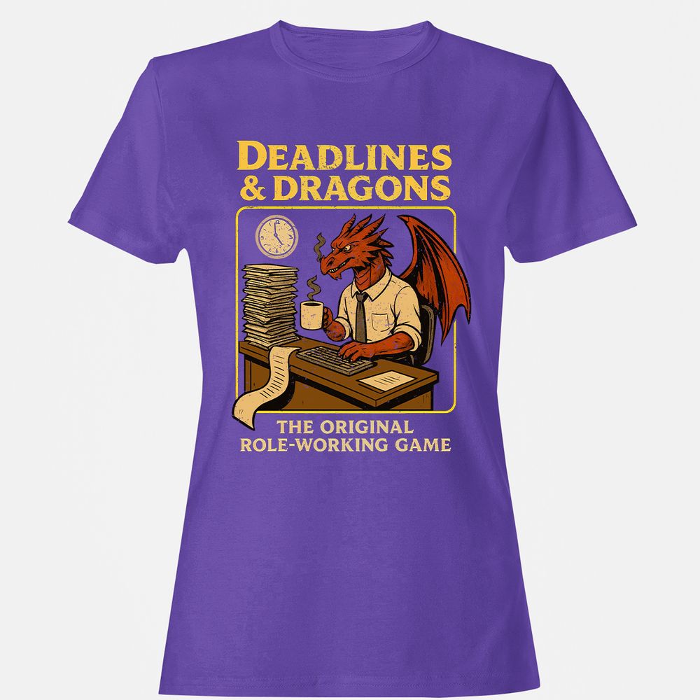 Deadlines & Dragons (Office Staff) Women's T-Shirt - Purple - 12