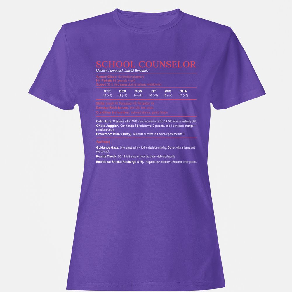 School Counselor Stats Women's T-Shirt - Purple - 12
