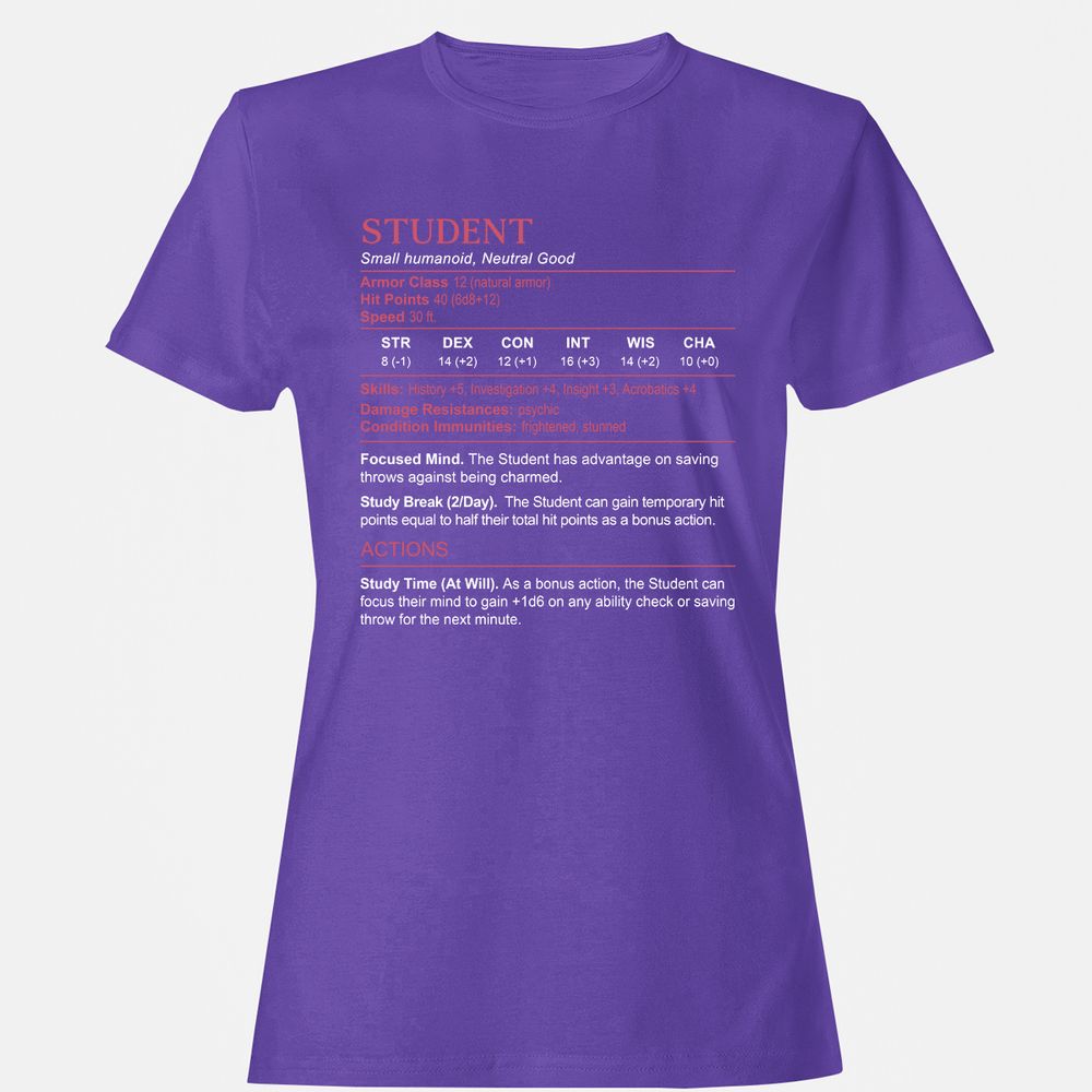 Student Stats Women's T-Shirt - Purple - 12