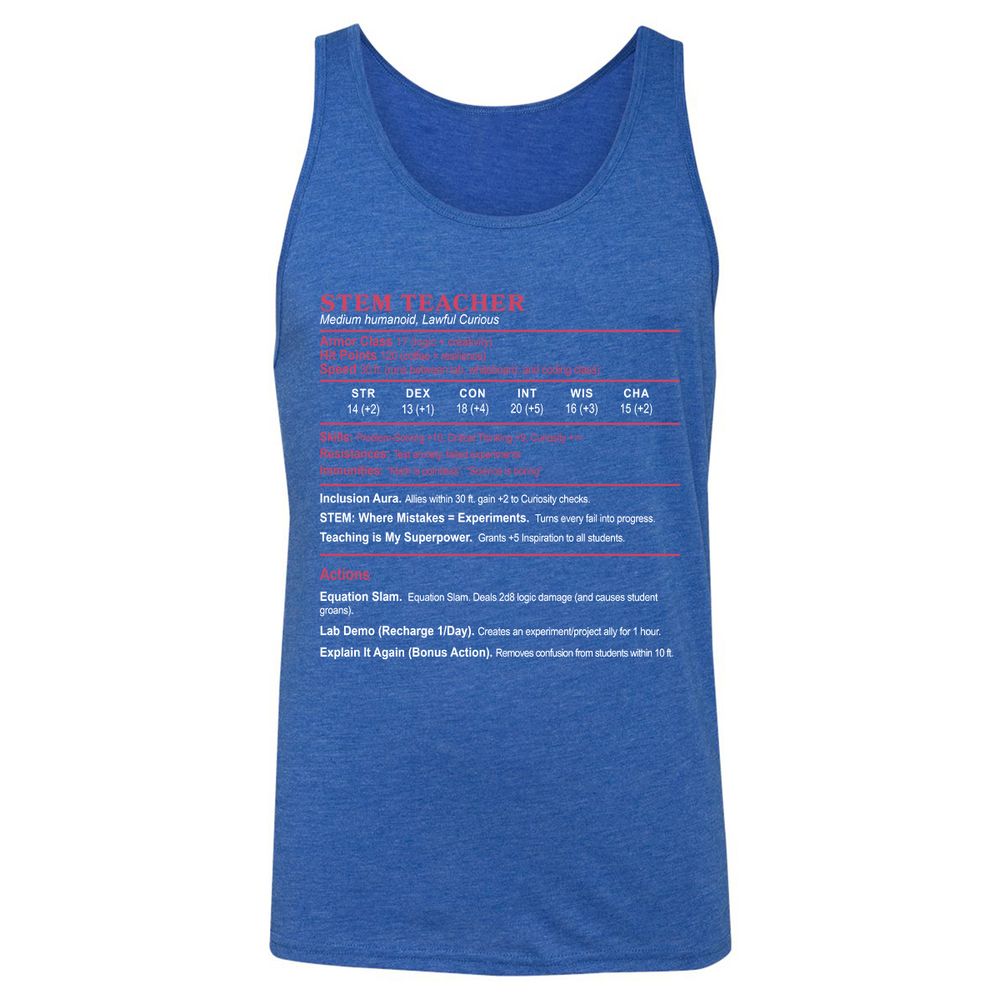 STEM TEACHER Unisex Jersey Tank - True Royal Triblend - 12