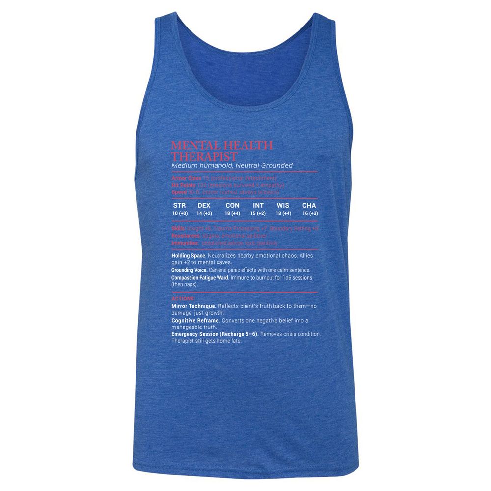Mental Health Therapist Stats Unisex Jersey Tank - True Royal Triblend - 12