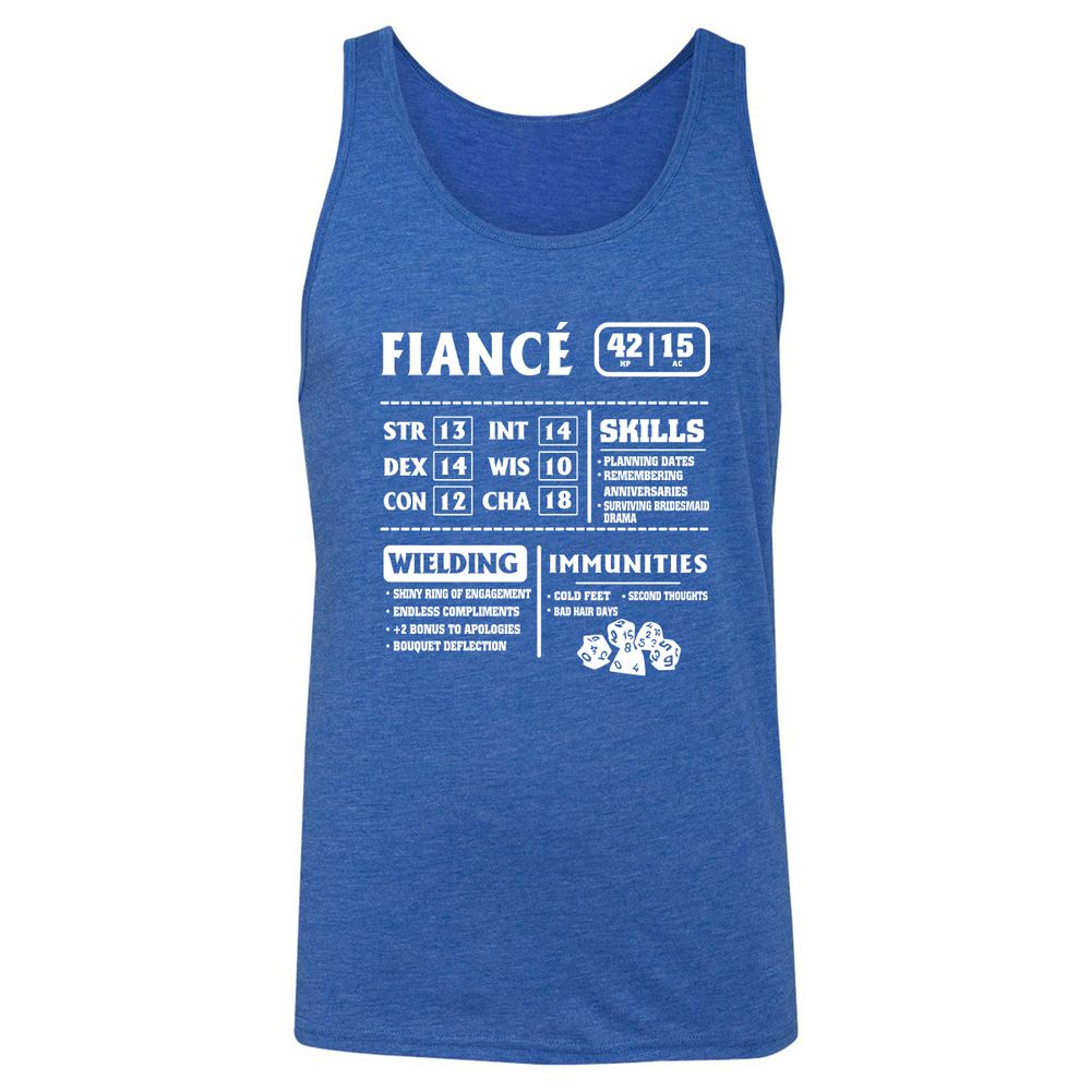 Fiance Stats Unisex Jersey Tank - True Royal Triblend - 12