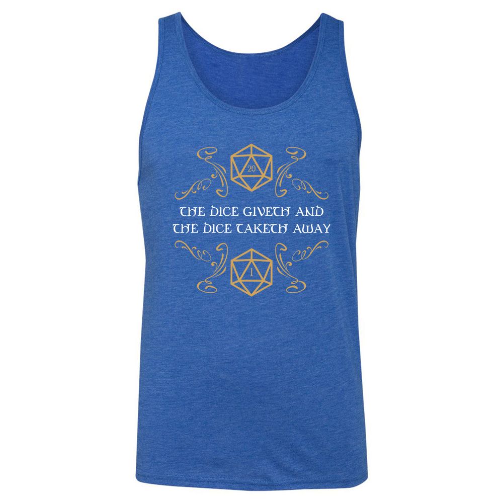 The Dice Giveth and Taketh Away Natural 20 and Critical Fail Unisex Jersey Tank - True Royal Triblend - 12