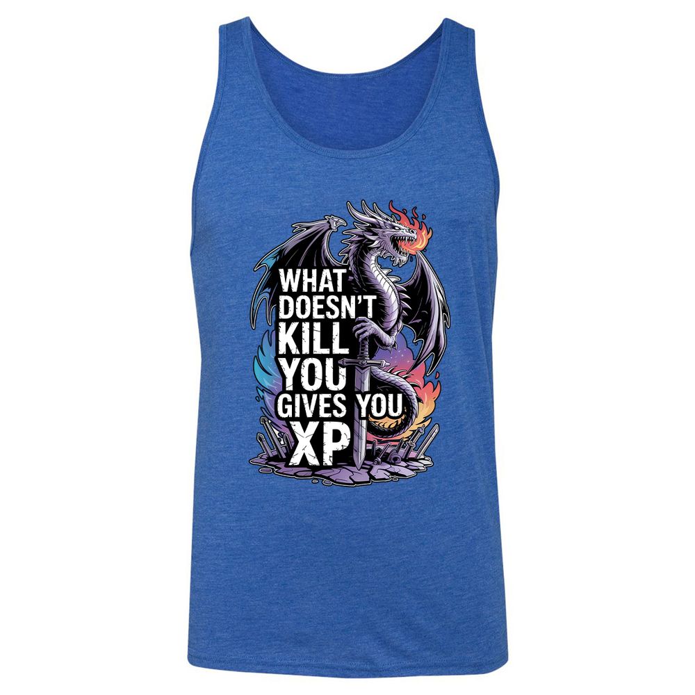 What Doesn't Kill You Dragon Unisex Jersey Tank - True Royal Triblend - 12