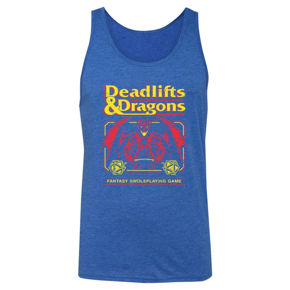 Deadlifts And Dragons Unisex Jersey Tank - True Royal Triblend - 12