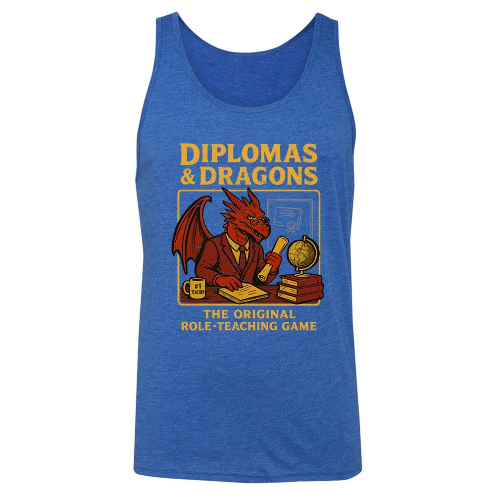 Diplomas & Dragons Unisex Jersey Tank - True Royal Triblend - 12