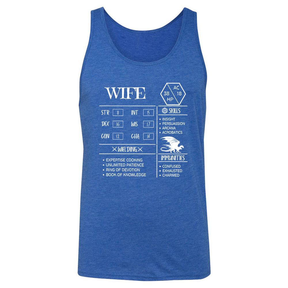 Wife Stats 2 Unisex Jersey Tank - True Royal Triblend - 12
