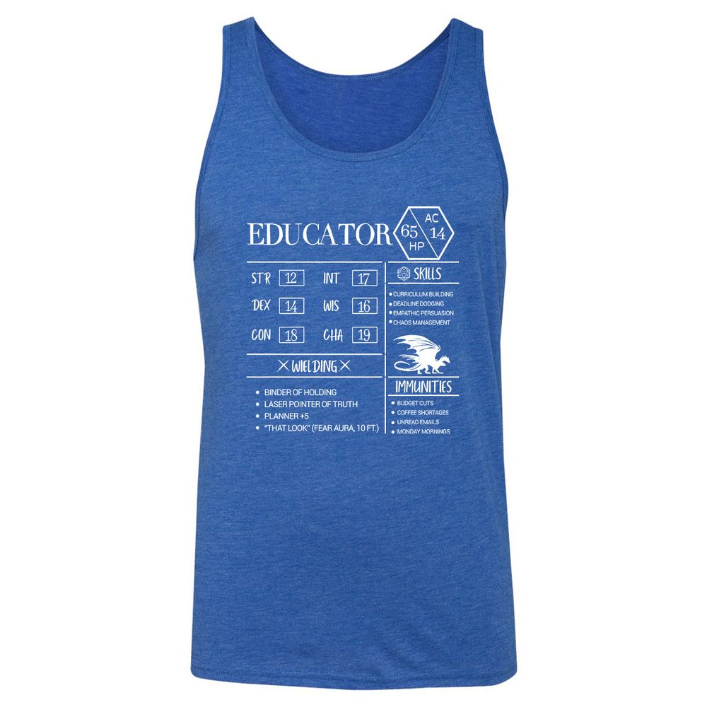 Educator New Unisex Jersey Tank - True Royal Triblend - 12